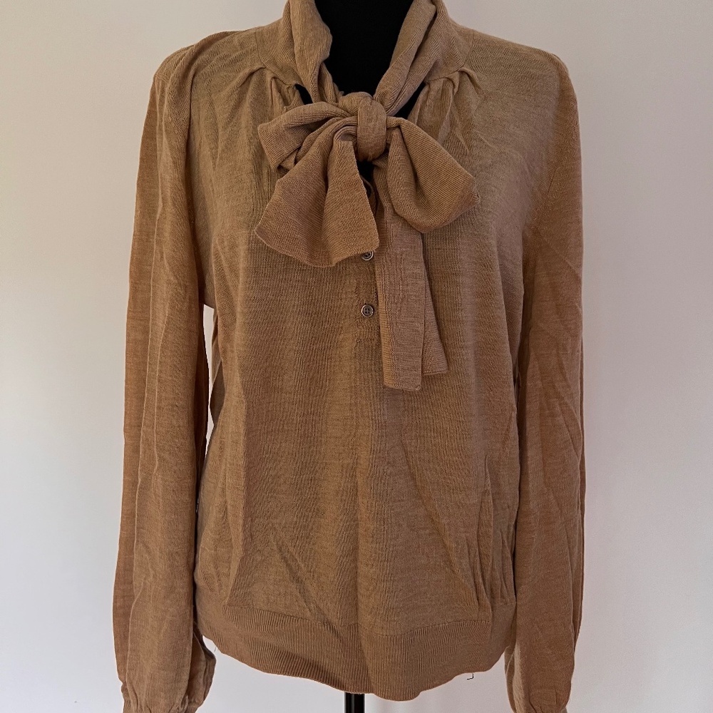 Moulinette Soeurs vêtements by Anthropologie Camel Sweater w Tie - L